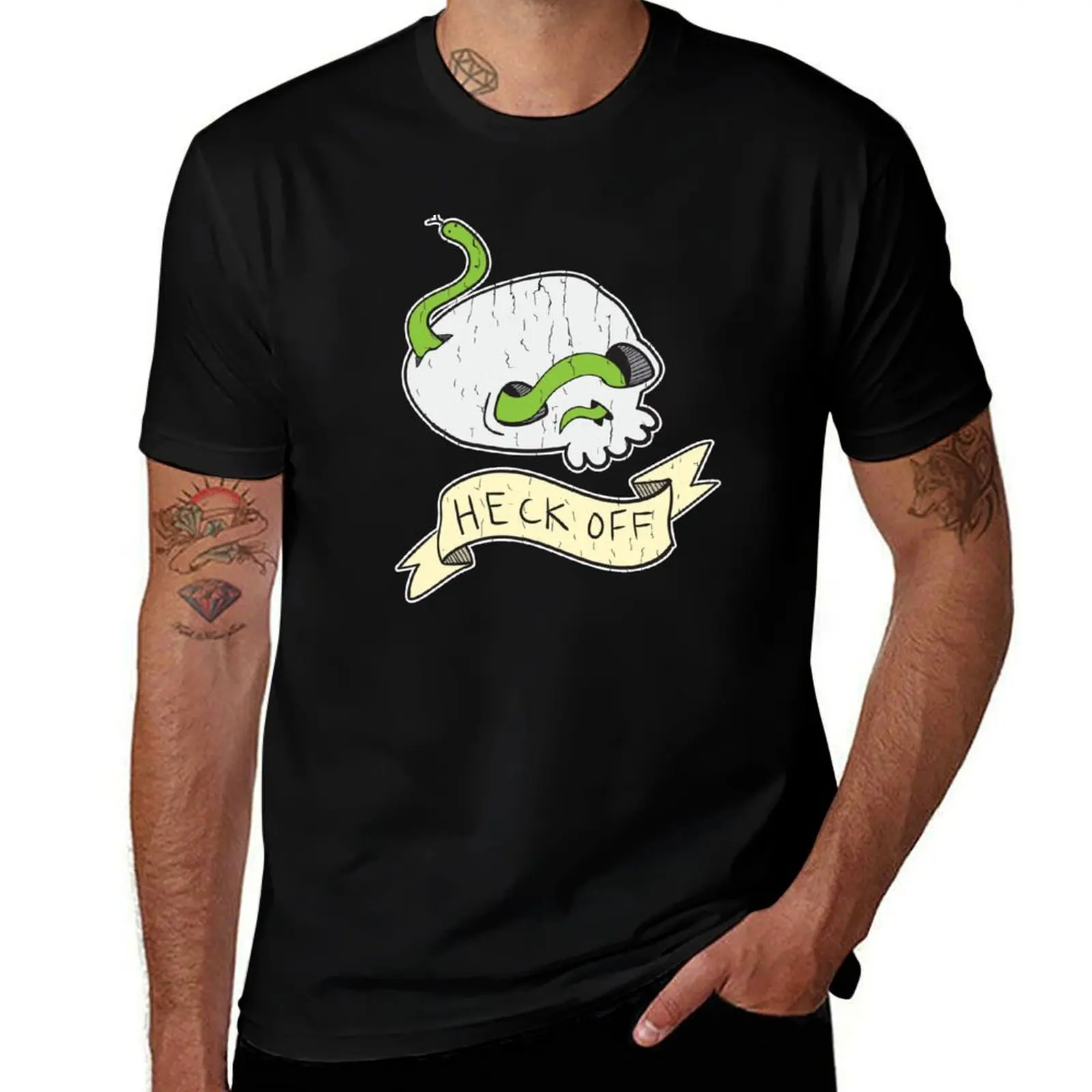 

Футболка Heck Off - Snake n Skull, персонализированная мужская футболка, футболка из плотного хлопка