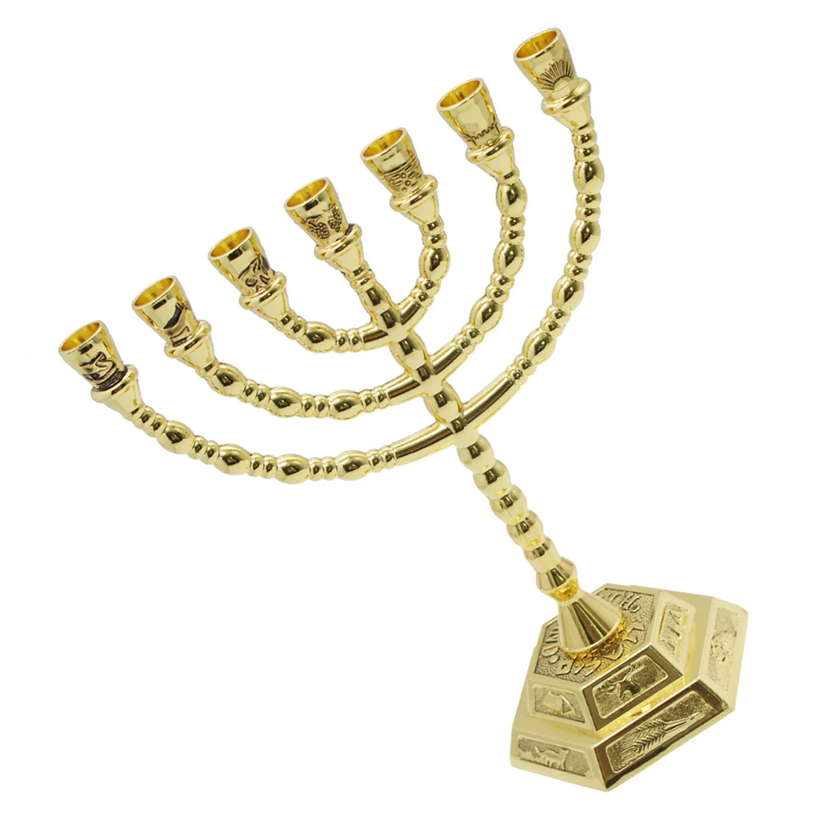 Hanukkah Menorah Jewish Holder 7 Branch Metal Candlestick Elegant Home Decoration Party Festival Tabletop Stand