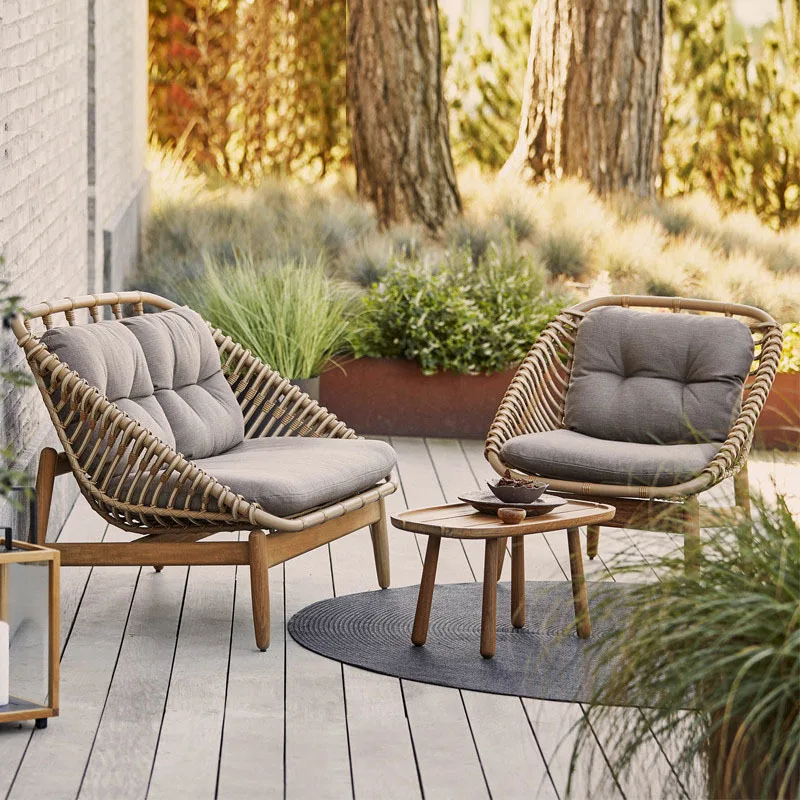 Modern Outdoor Woven Vine Sofa And Dining Table Set Handmade Wicker Furniture For Hotels Gardens Courtyards