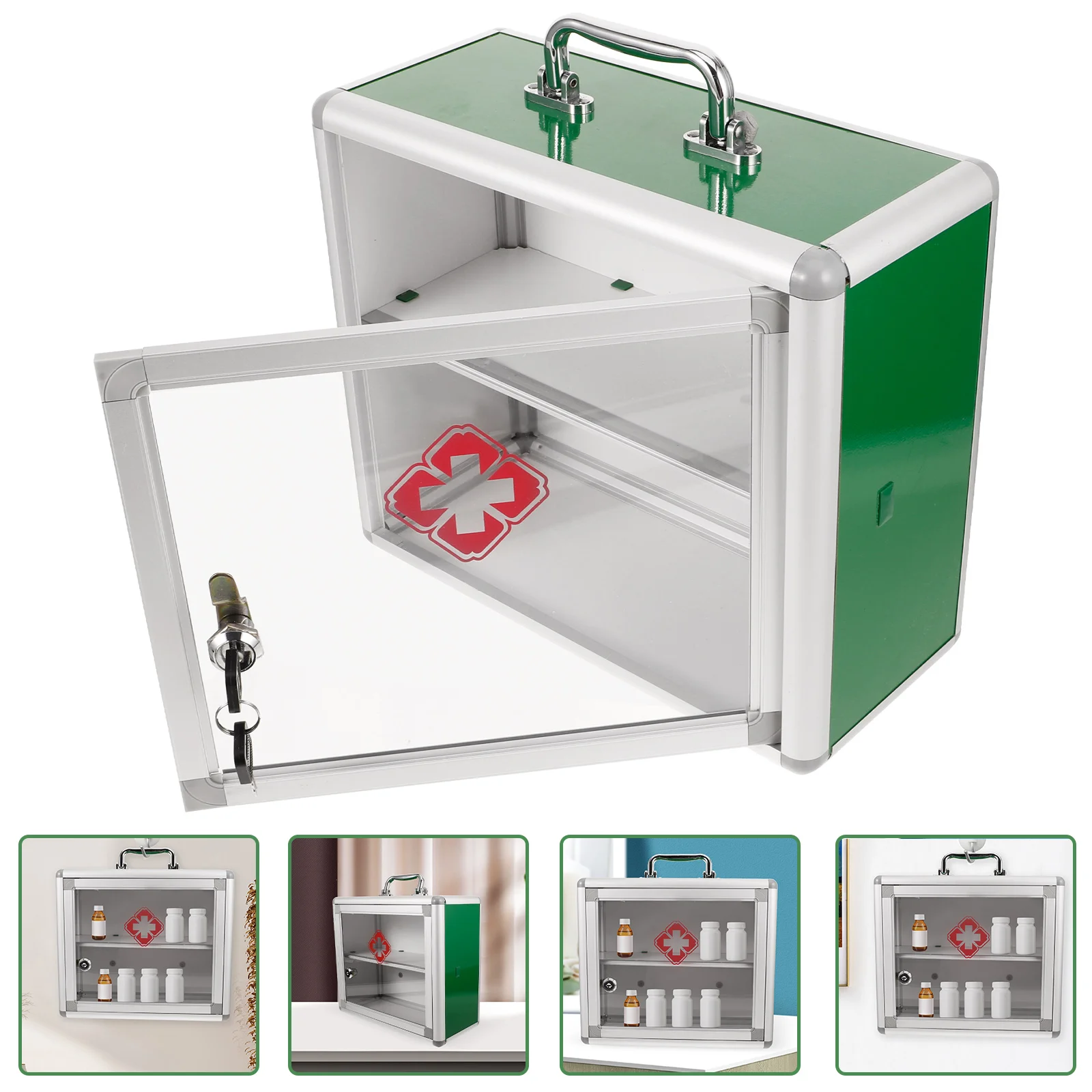 

Storage First Aid Kit Wall Mount Cabinet Acrylic Corner Medicine Wall-mounted Case