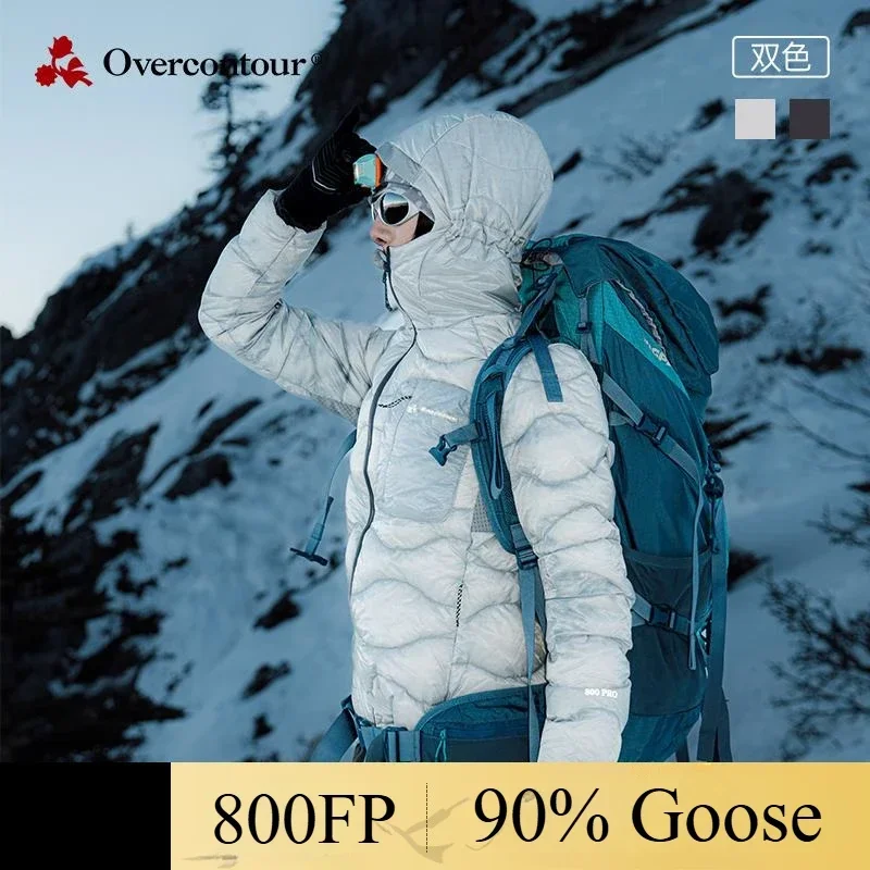 Overcontour x Ailaisen Women Goose Down jacket Windproof jacket ultra light down warm Hiking clothing 800FP Quick Storage