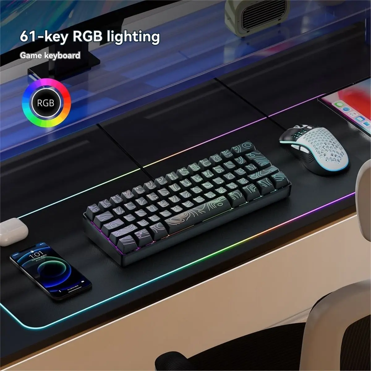 goodidea 61 Keys RGB Mechanical Keyboard,Portable USB Wired Keyboard Blue Switch for PC Gaming Laptop