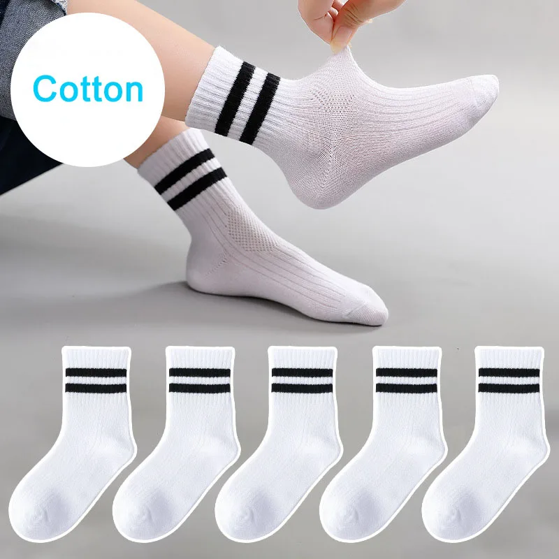 

Socks for children Summer Mid tube sock Combed cotton Stripes sports Sweat absorption breathable Solid color Student socks Thin