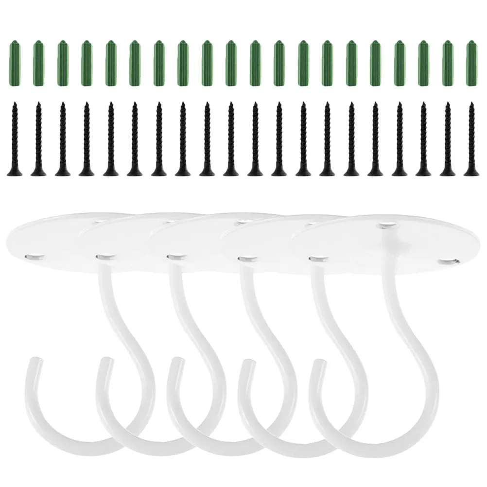 5Pcs Sturdy Iron Ceiling Hangers Heavy Duty Swag Hooks for Planters Hanging Baskets Flower Baskets Holiday Decorations Balcony view 5