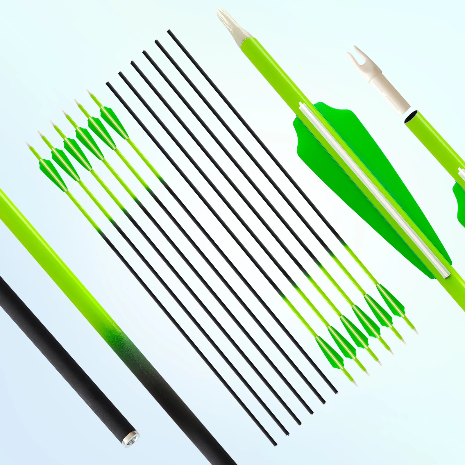 

2025 New Design ID6.2mm 31“”Gradient Color Pure Carbon Fiber Arrow Archery Arrows for Hunting