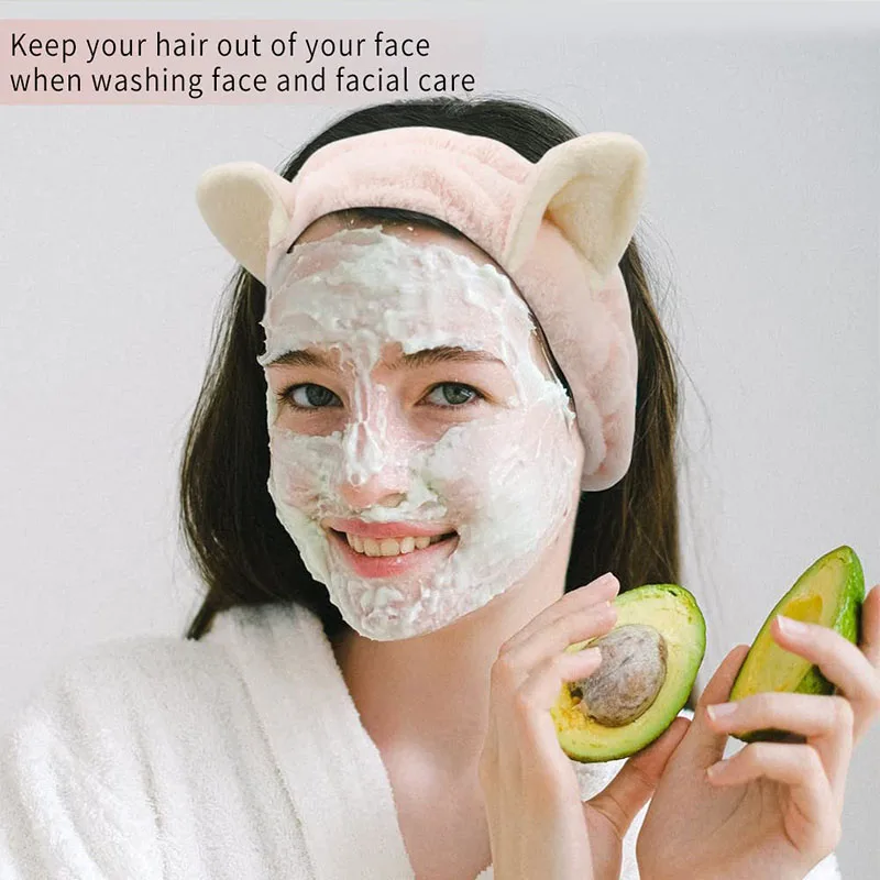 Süßes Stirnband mit Schleifen- und Hirschohren aus Korallenfleece, weich und warm, für Damen und Mädchen, zum Waschen des Gesichts, zum Schminken, zum Baden, als Haarband und Haaraccessoire. – Detail 6