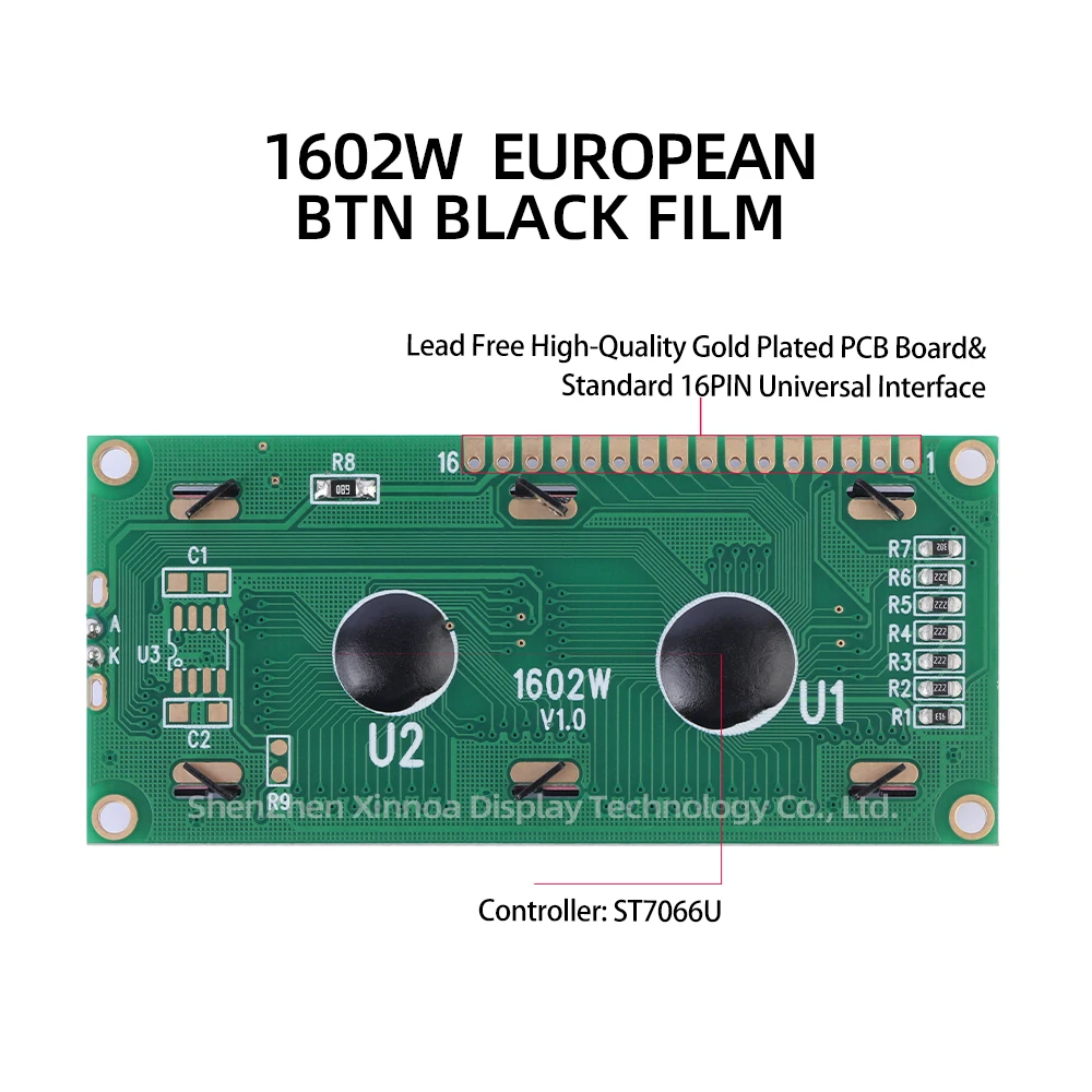 Support Customized LCD1602W European LCD Display 1.6 Inch BTN Black Film Blue Font Spot Module Voltage 3.3V Full Viewing Angle