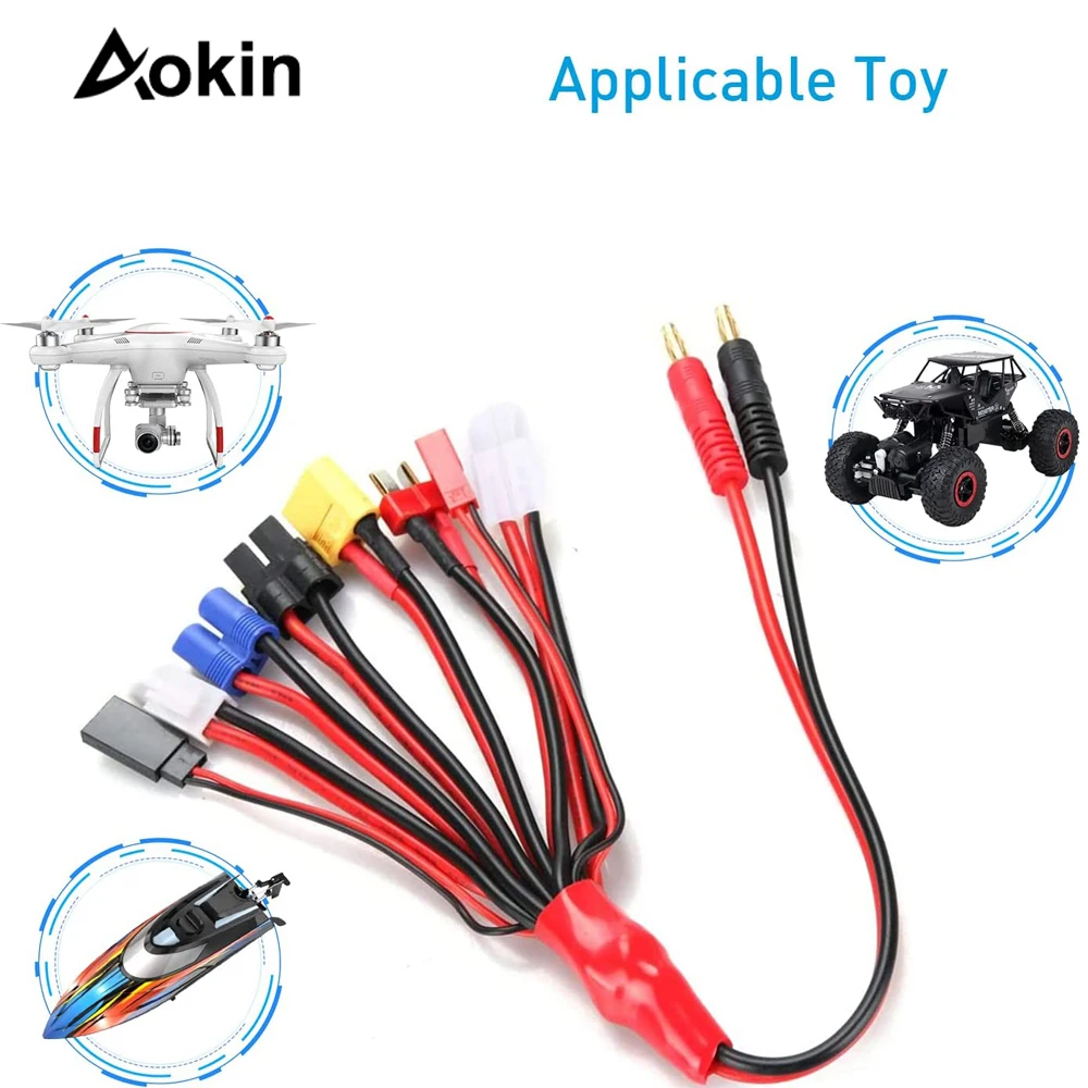 RC Lipo Battery Charger Adapter Connector Splitter Cable 8 in 1 Octopus Convert Wire to 4.0mm Banana Plug for Tamiya EC3 JST