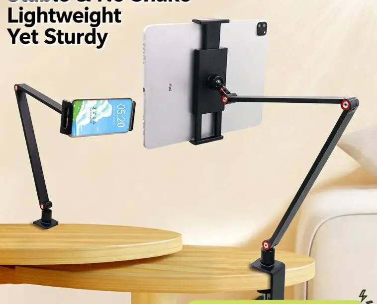 360 ° Adjustable Tablet Phone Stand Rotatable Long Arm Metal Holder for iPad iPhone Xiaomi Huawei Samsung 4-11 Inch New