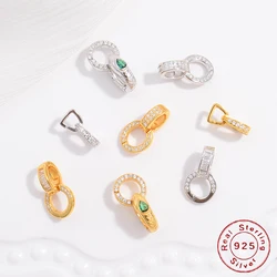 S925 Sterling Silver Zircon Clasps&Hooks Connector Hooks For DIY Necklace Jewelry Making Accessories wholesalee SK69