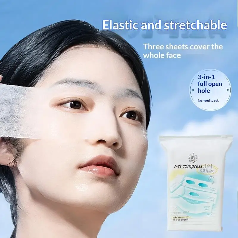 

Pre Cut Stretchable 3 In 1 Wet Compress Facial Cotton Pads DIY Friendly Soft Face Mask Sheets for Home Spa Skincare