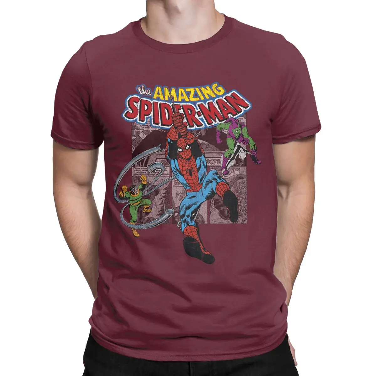 Camiseta de Spiderman para hombre, camisa de manga corta con cuello redondo, ropa clásica de algodón puro