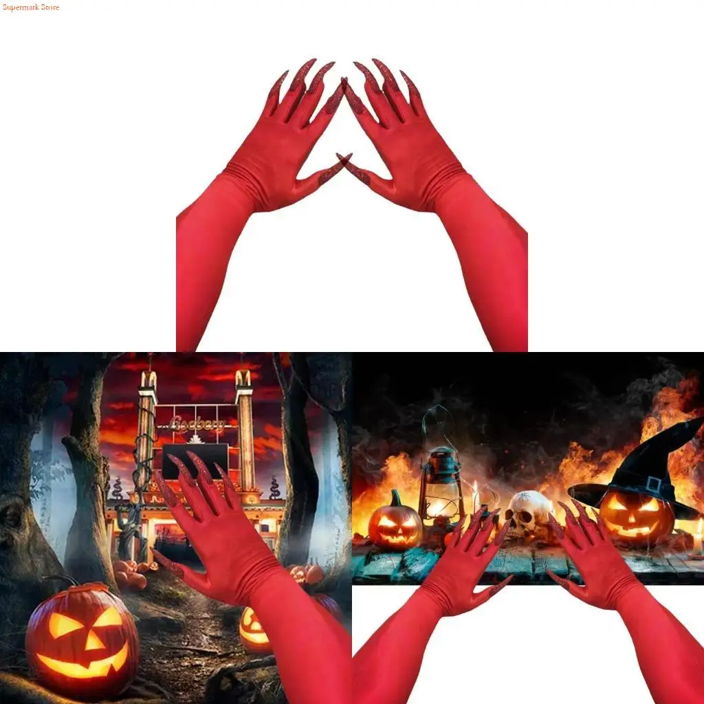 Q5WE Scary Long Nails Claw Gloves Cosplay Party Costume Accessories Festival Dress Up