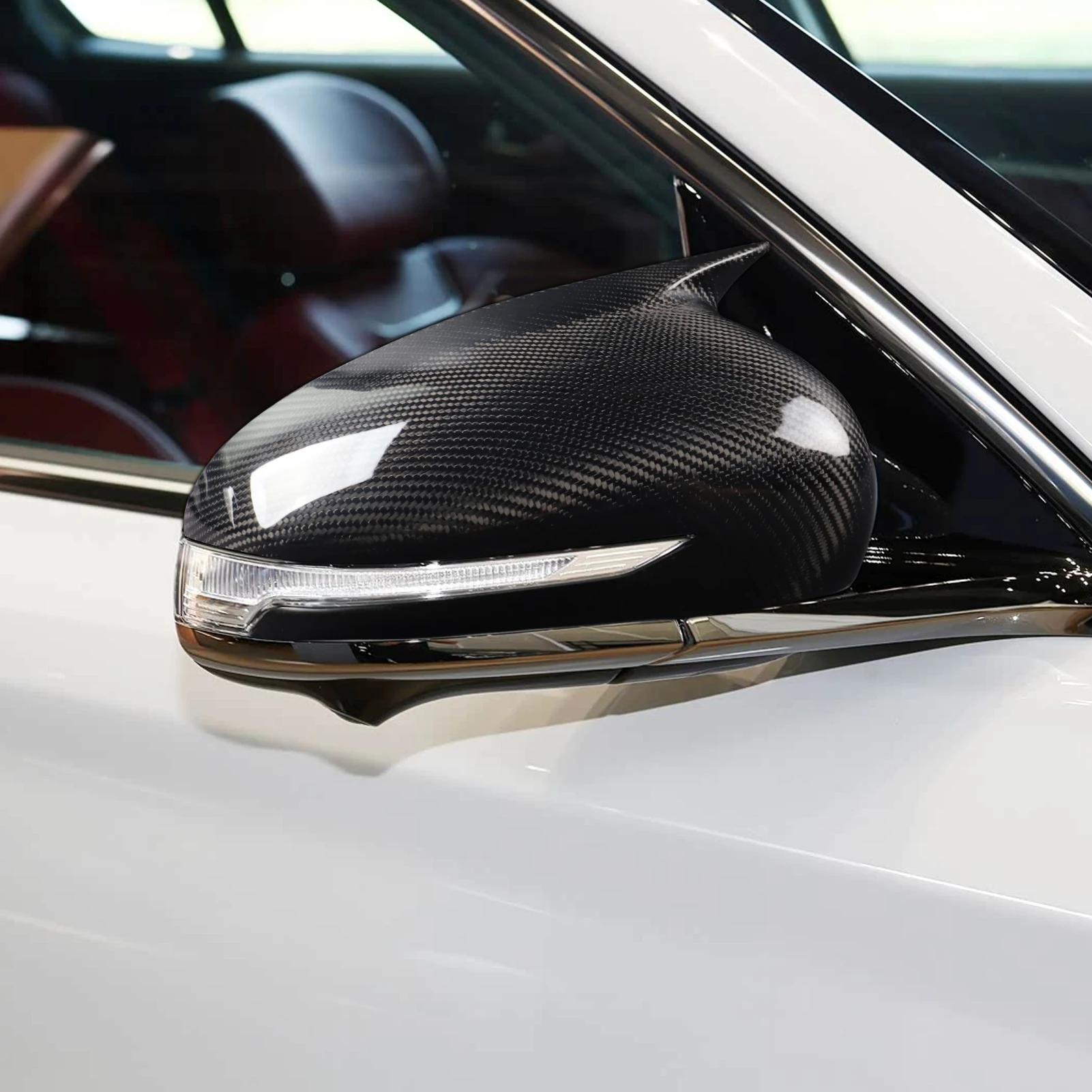 For Hyundai Genesis G70 2019-2025 Real Dry Carbon Fiber Rearview Mirror Cover Panel Decoration Car Accessories Modification Trim