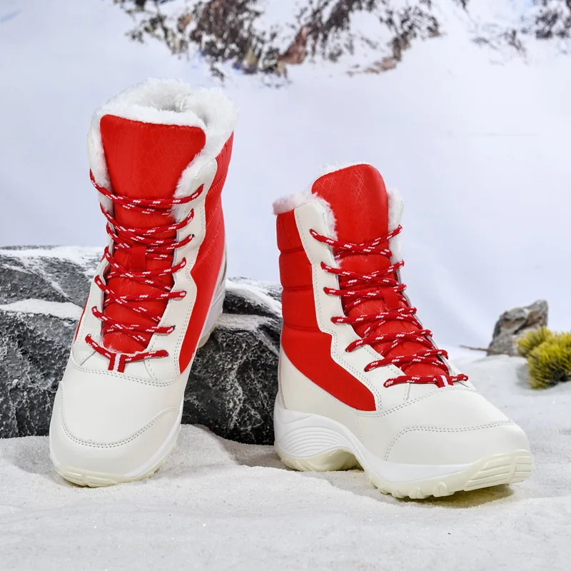 

Snow Boots 2023 New Women's Shoes Anti Slip Thick Sole Waterproof High Top Warm Cotton Shoes Student Boots Thickened Plush Shoes