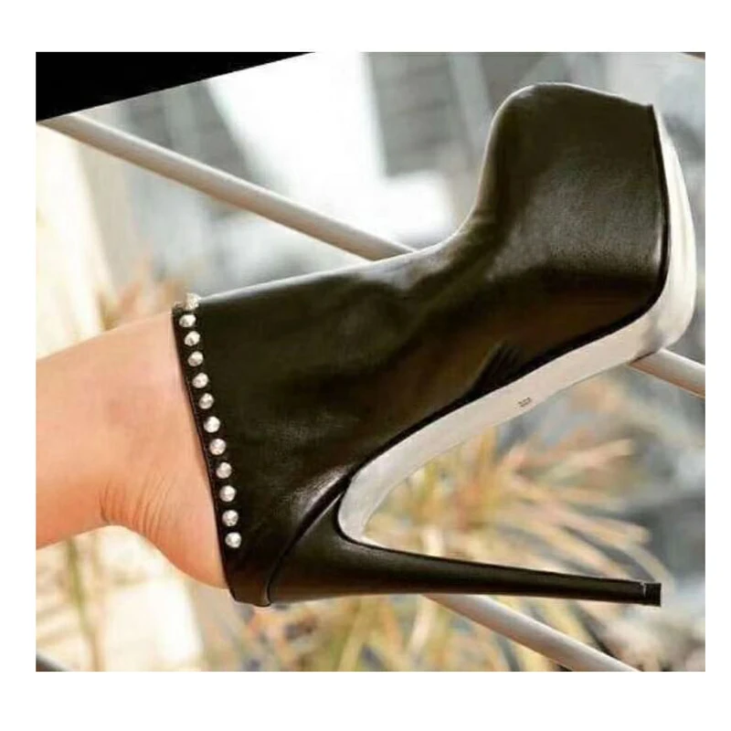 Sexy Ladies Super Platform Slingback Pumps Stiletto Heels Rivets Studs Opening Slip on High Heel Woman Night Club Shoes