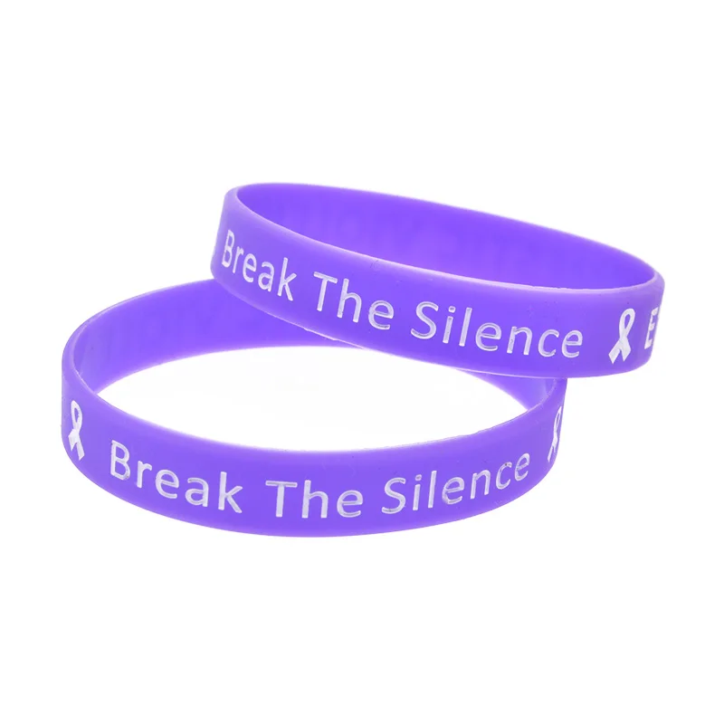 1 PC End Domestic Violence Break The Silence Silikonarmband Lila Sport-Gummiband – Detail 7