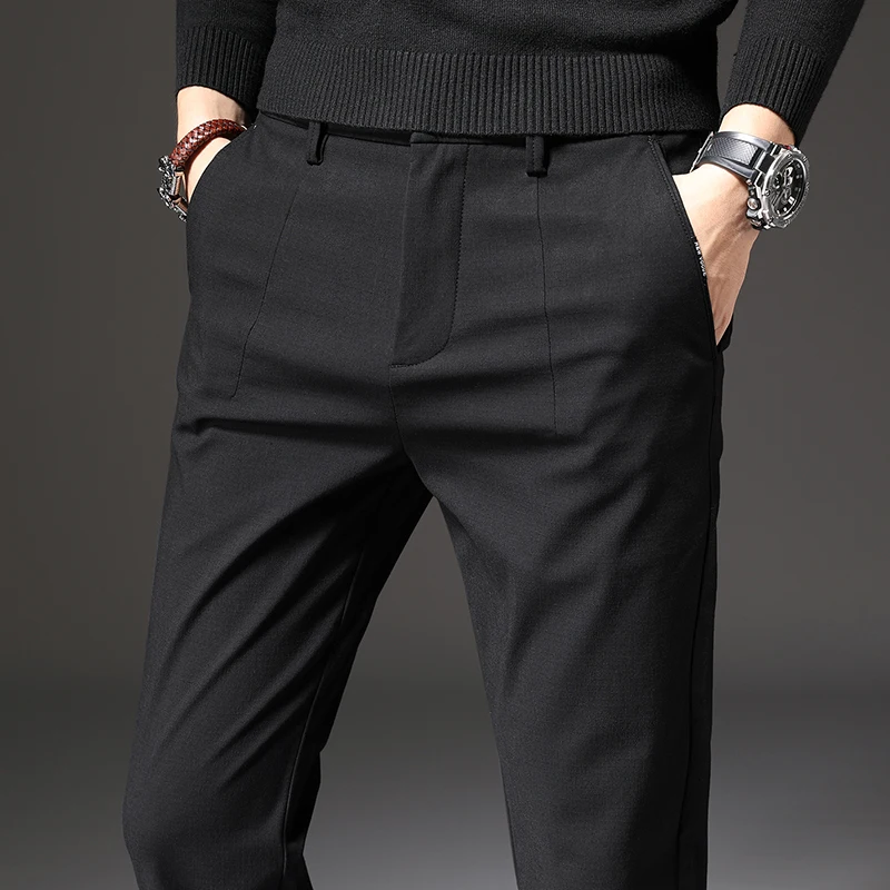 

Men's Clothing New Casual Pants Solid Color Slim Comfortable Business Fashion Classic Korean Little Feet Trousers Male