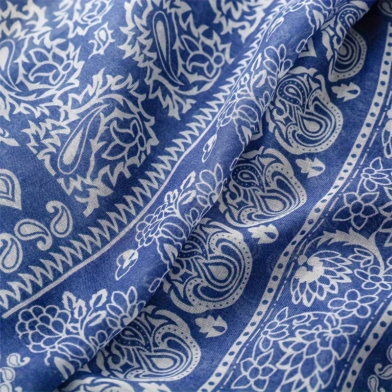 2024 Designer Brand Women Scarf Blue Paisley Print Lady Shawls Cotton Feeling Soft Oversize Hijabs Neck Headband Tassel Foulard