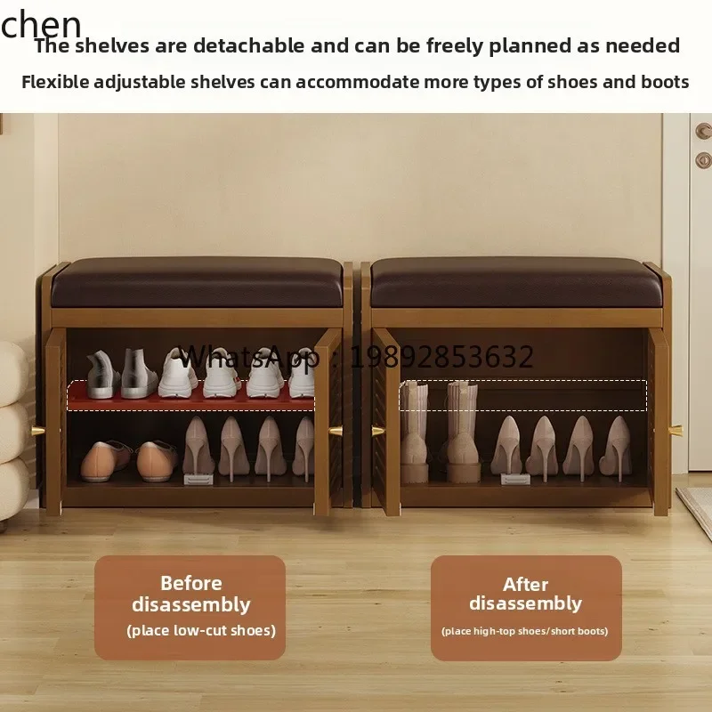 YFY  Shoe Changing Stool with Soft Cover and Door, Simple Shoe Rack for Home Entrancewith Seat, Integrated Dustproof Shoe