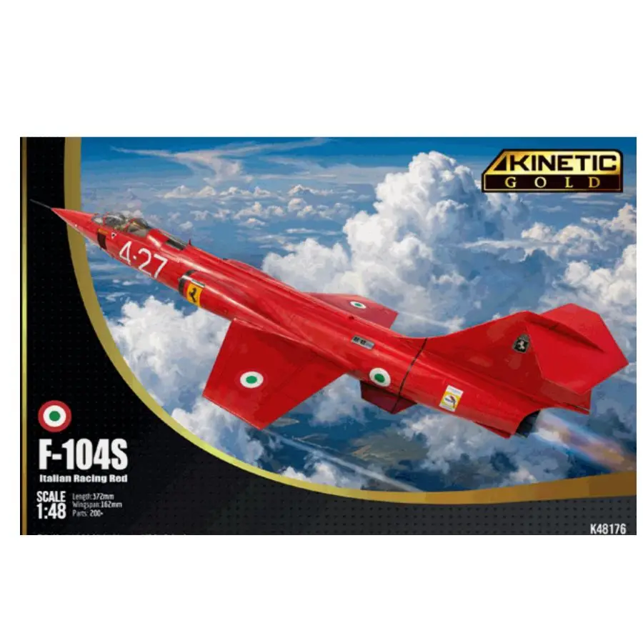 F-104S Italian Racing Red Fighter Assembly Model Kit KINETIC K48176 1/48