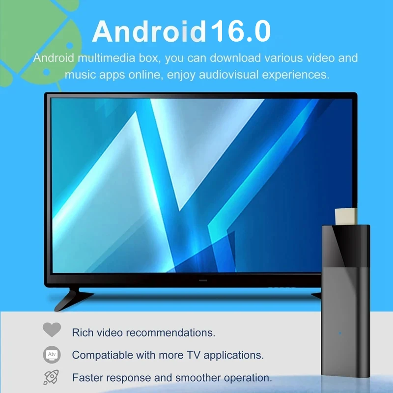 Smart TV Stick Q12 8K Android 16 Voice Remote Bluetooth 6.0 H313 Dual Wifi 5G 4K 8GB 128GB 256GB Google Assistant Media Player