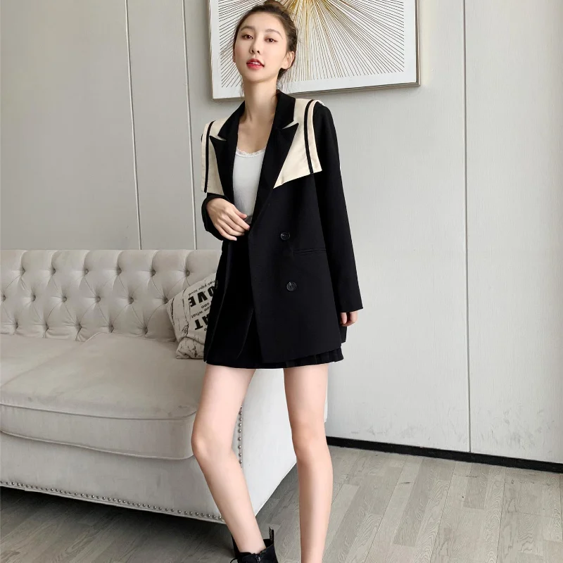 2024 New Design Suit Coat Women\'s Autumn Navy Collar Fried Street Temperament Casual and Slim Suit for Age Reduction