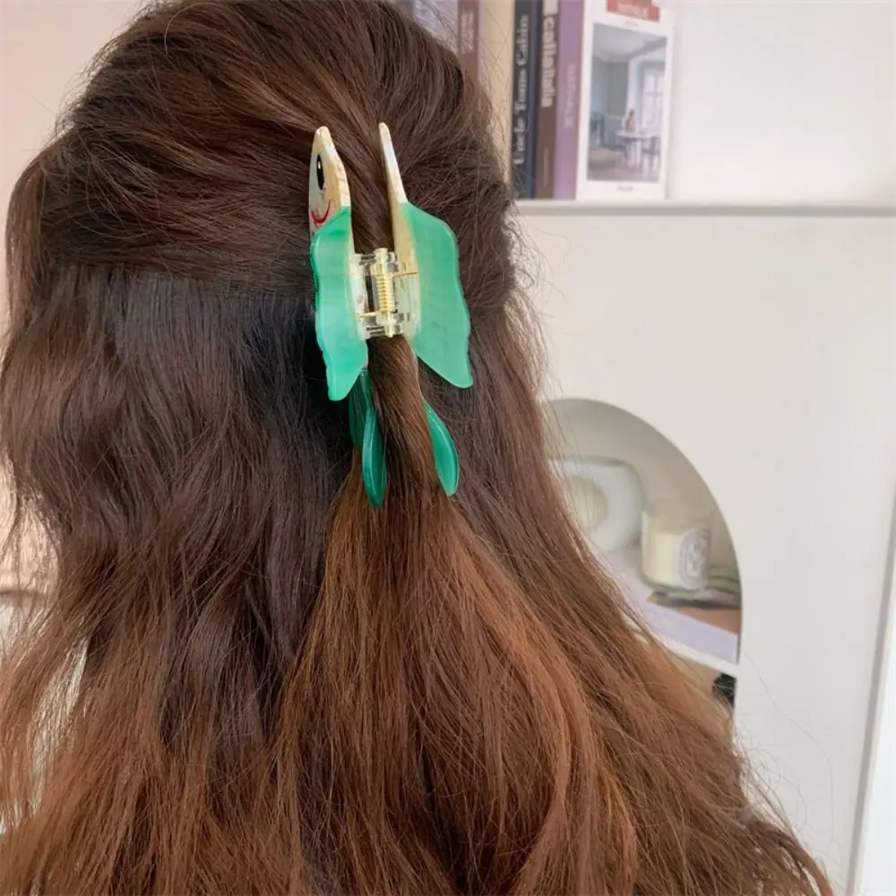 

Заколка для волос в корейском стиле с золотой рыбкой из ацетата, разноцветная, геометрическая, в виде рыбки, аксессуар для волос