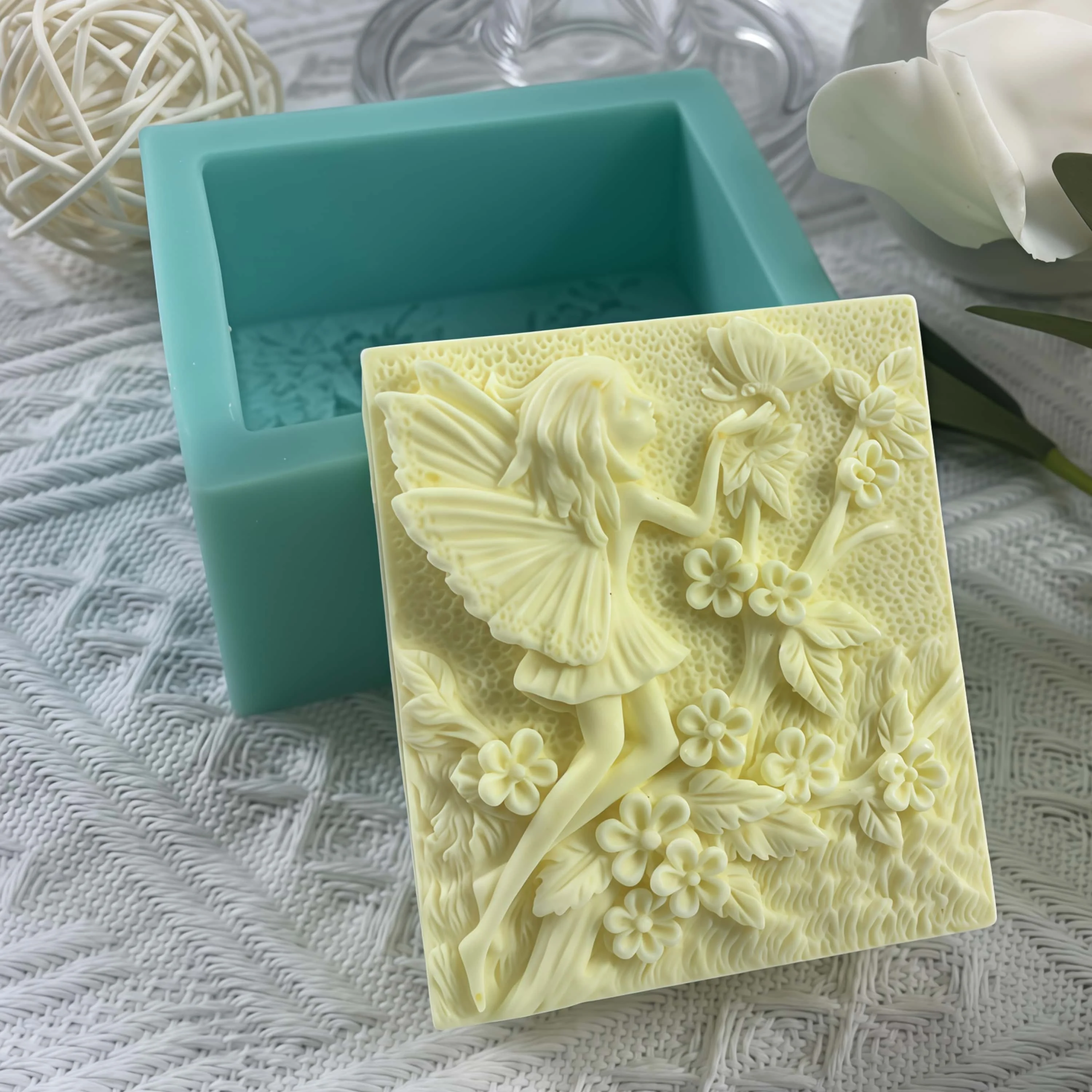 Silicone Soap Mold Flower Fairy Handmade Soap Molds Butterfly Cold Process Natural Soap Art Crafts Moulds Aroma Plaster DecoMold - view 2