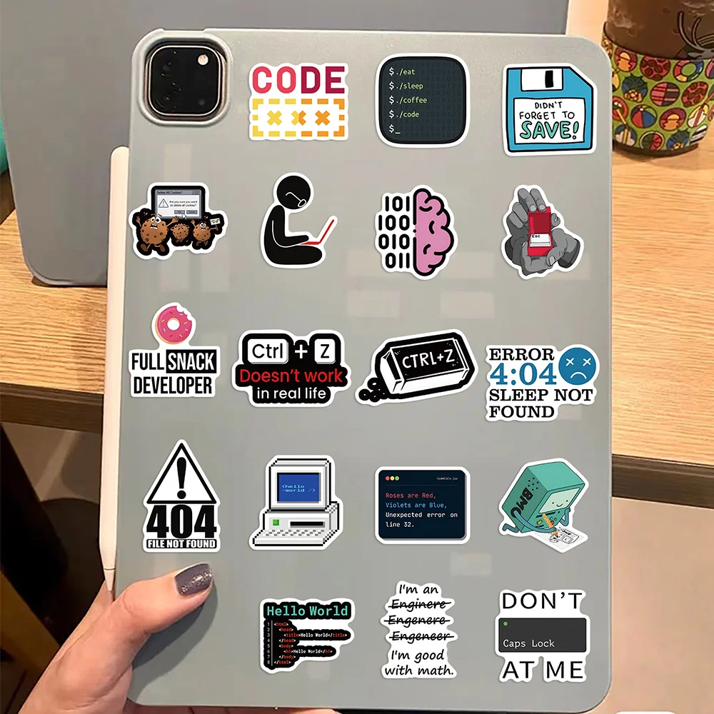 50pcs Engineer Programming Graffiti Sticker PVC Material Creative DIY Phone Refrigerator Scrapbook Waterproof Decorative Sticker