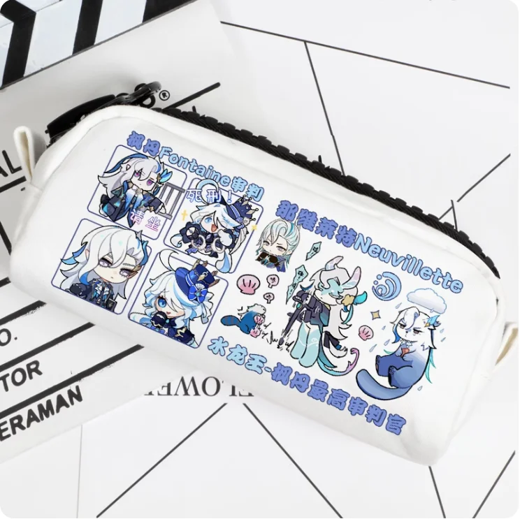 anime genshin impact neuvillette pencil case oxford canvas storage bolsa pencil box school pen bolsa 2087 01