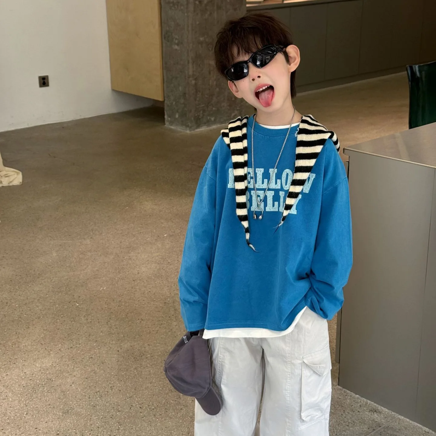 

Autumn New Boys Fashion All Match Long Sleeved T Shirt Children Clothing Boys Letter Print Loose and Comfortable Undershirt