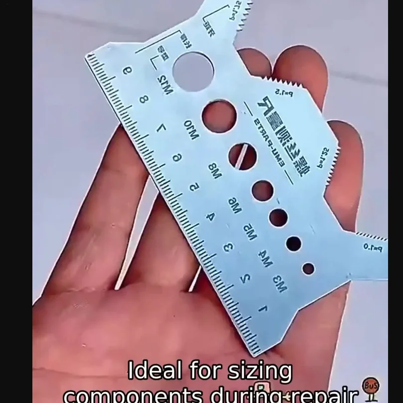 Stainless steel pitch measuring ruler double-sided scale screw measuring ruler length diameter pitch thread measuring tool