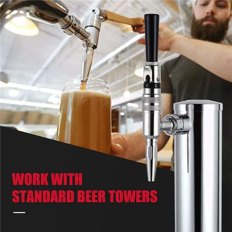 ABJN-2X Stout Beer Coffee Faucet Stainless Steel Nitrogen Keg Draft Faucet, Homebrew Cold Brew Kegerator Beer Tower Tap