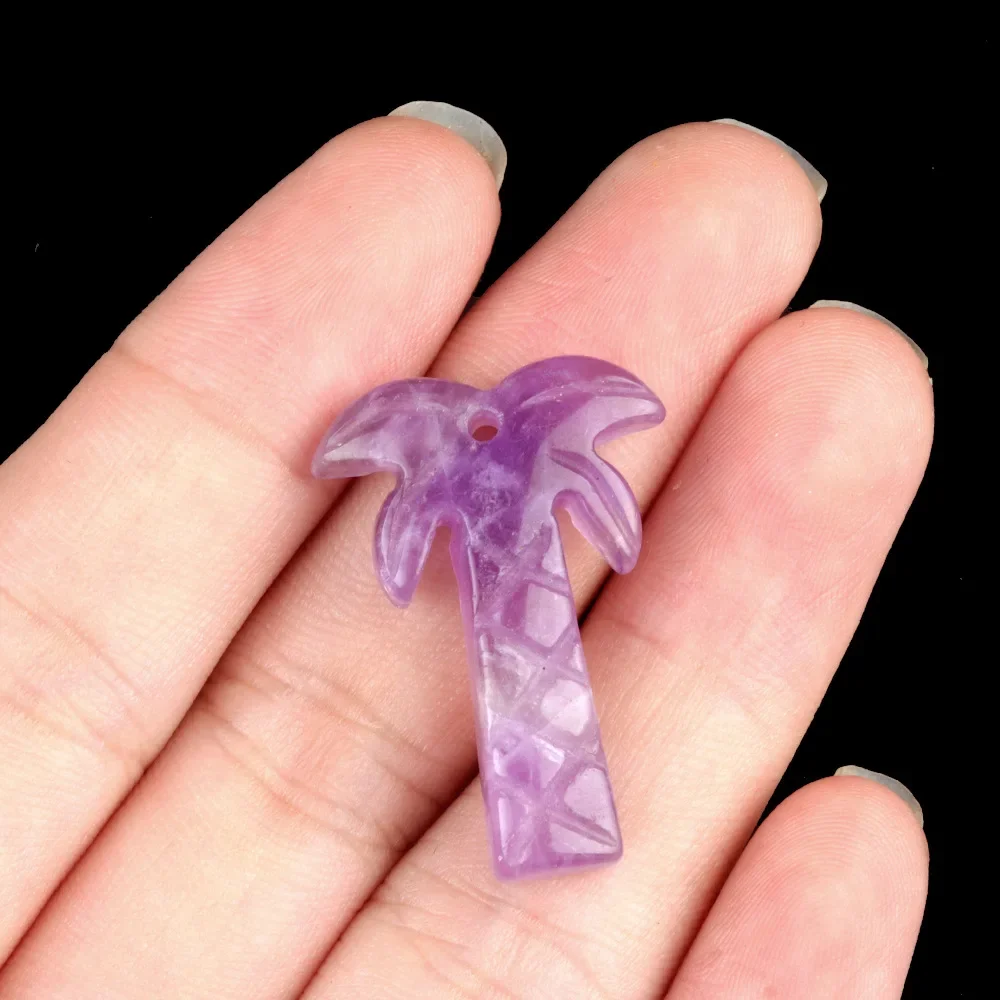 1PC Natuursteen Agaat Gesneden Kokospalm Standbeeld Palmbomen Reiki Healing Kristallen Ornament Home Decor DIY Hanger Accessoires