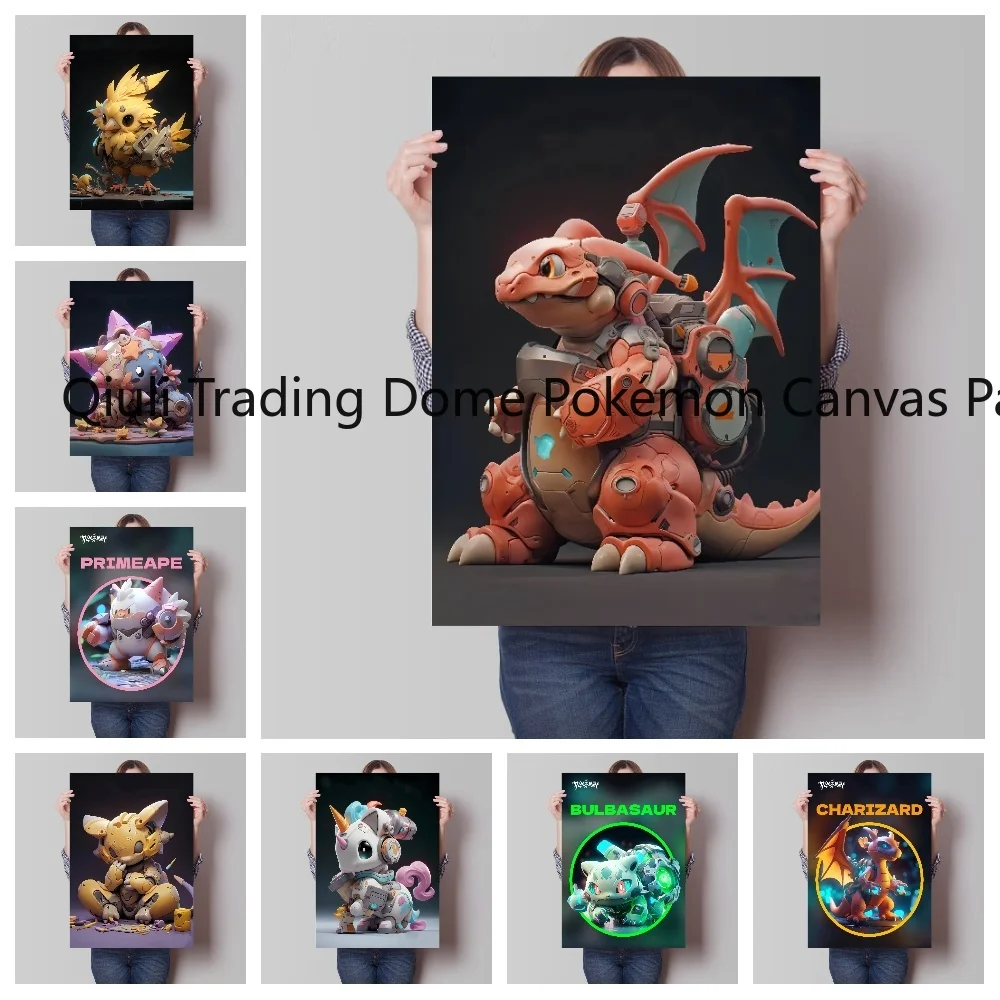 

Canvas Painting Anime Pokemon Bulbasaur Charmander Squirtle Poster and Print Watercolor Wall Art Picture Home Decor Kids Gifts