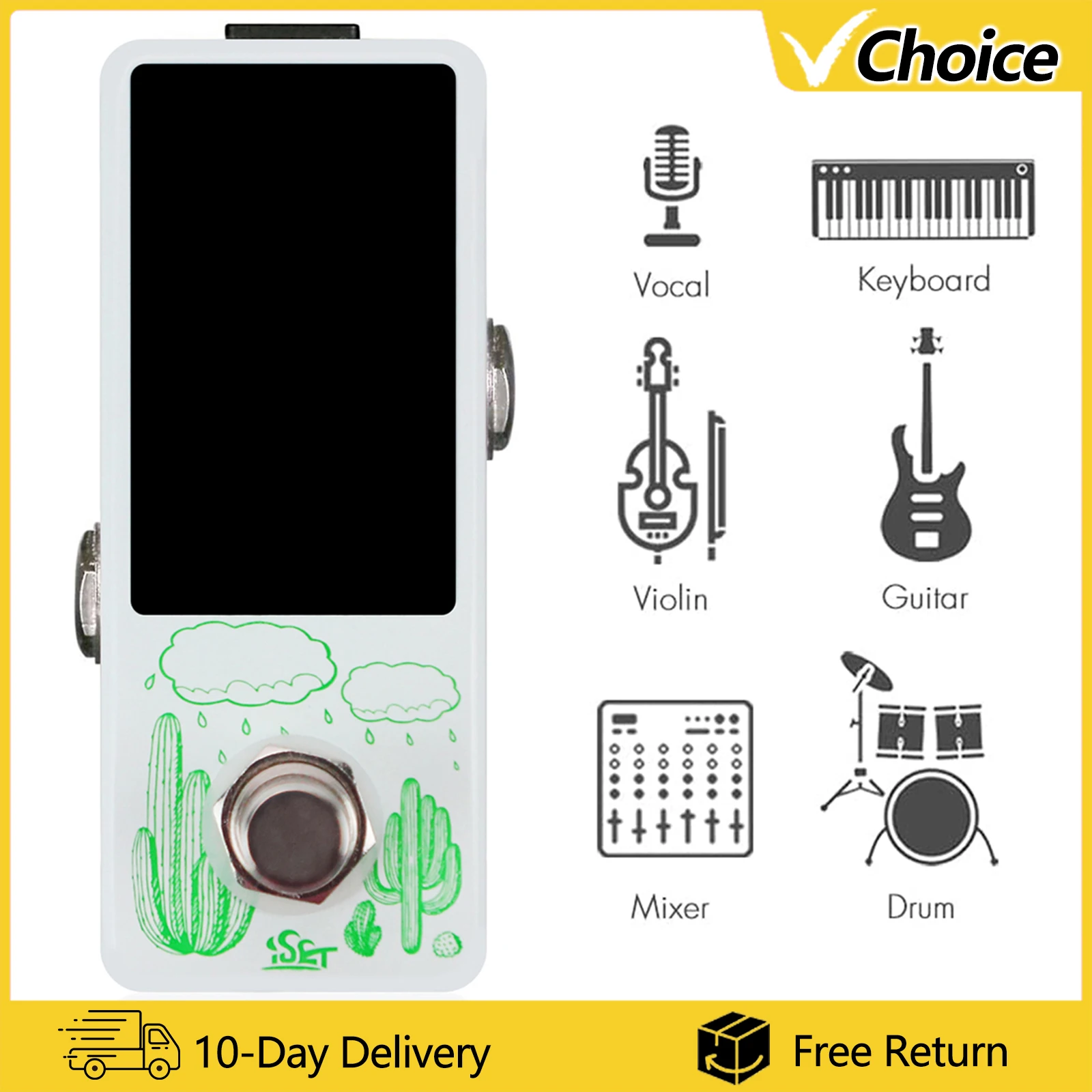 ISET Electric Guitar Tuner Pedal High Precision Chromatic Auto with LCD Display For Guitar Bass True Bypass Guitar Accessories