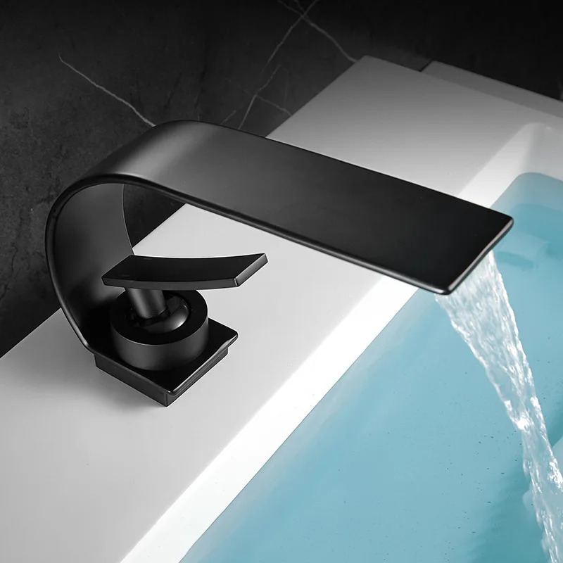 Waterfall c crescent moon curved hot and cold faucet washbasin creative bathroom toilet wash basin under basin for home dragon