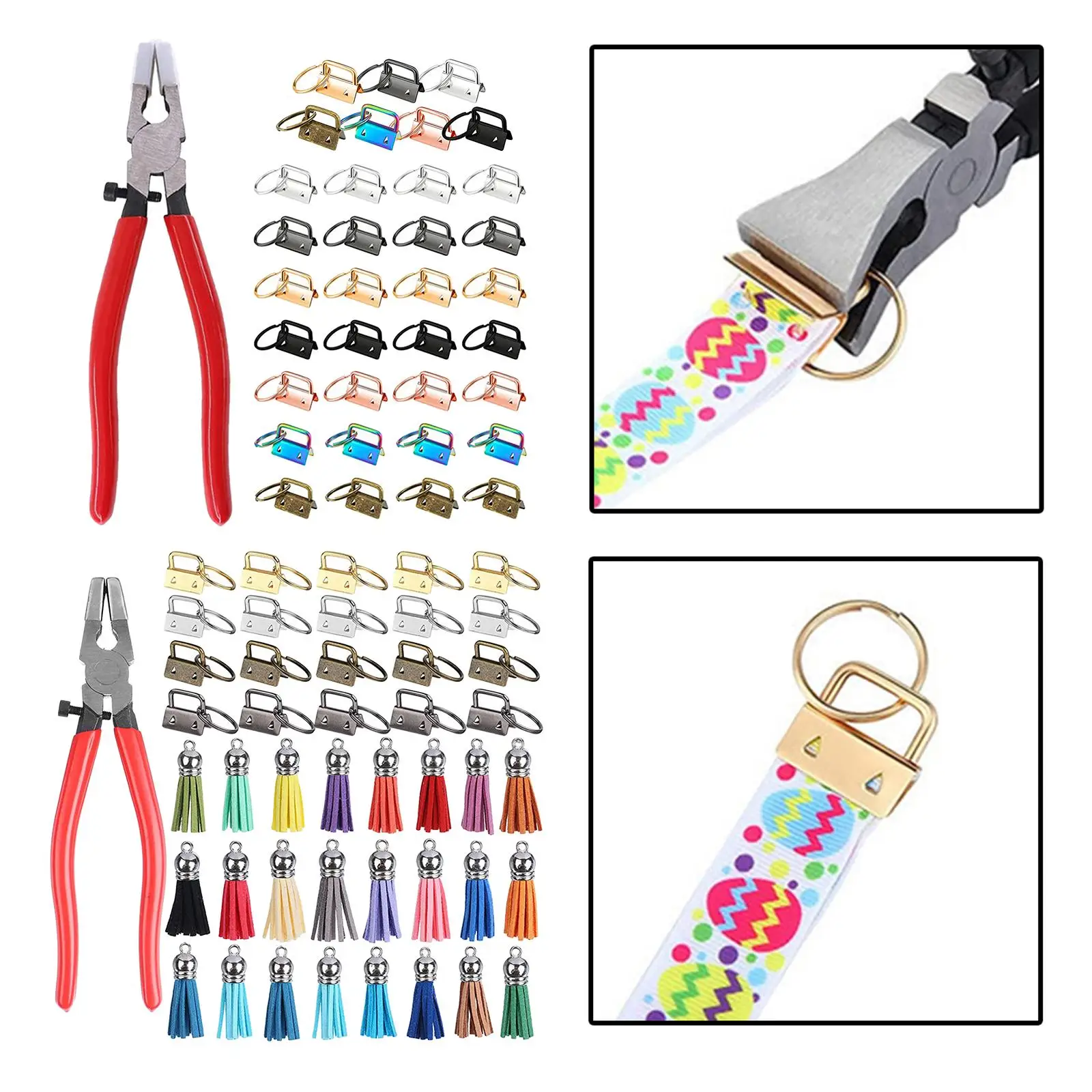 Hardware Set, Metal 1 Inch Hardware with Fob Keys Clips for Keychain Bracelet, Tassel Pendants