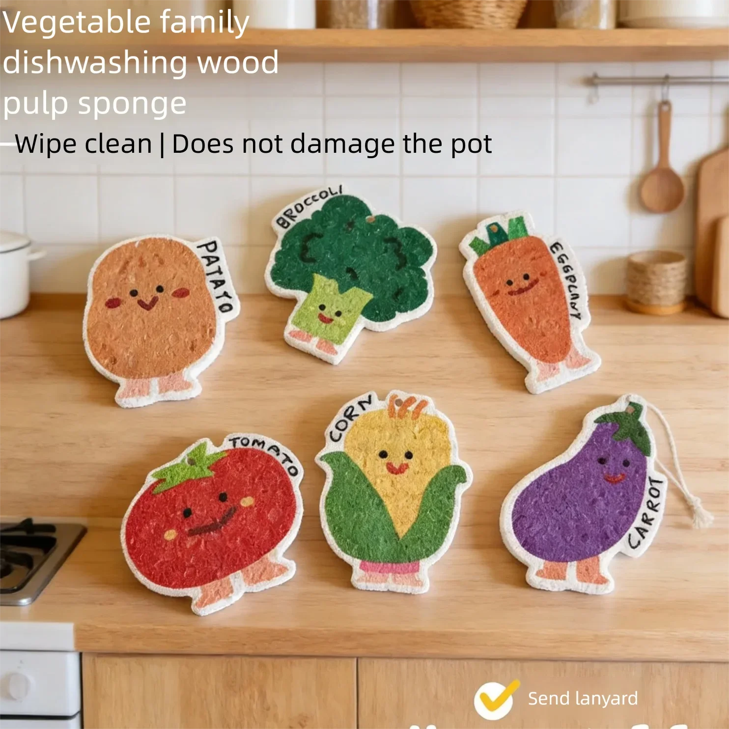 

3PCS Wood Pulp Sponge Cartoon Compressed Cleaning Sponge Dish Cleaning Utensil Washing Sponge for Kitchen Household