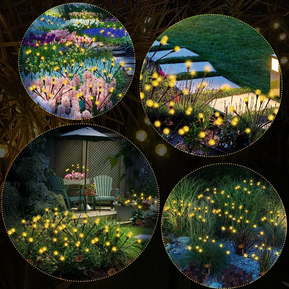 Solar Outdoor Light LED Firefly Lamp Garden Decoration Waterproof Garden Home Lawn Fireworks Sawing Light New Year Christmas