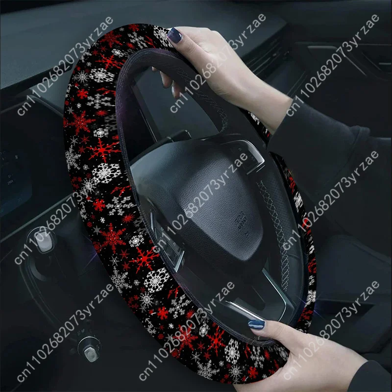 

Christmas Snowflake Car Steering Wheels Cover Universal Type Environmental Friendly Comfortablenon-slip Steering Wheel Wrap