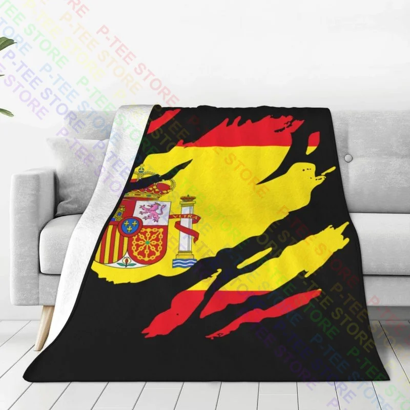 Torn Spain Flag Madrid Country National Football Blanket Winter Sofa Bed Nap Blanket Bedding Supply For Sofa Bedroom