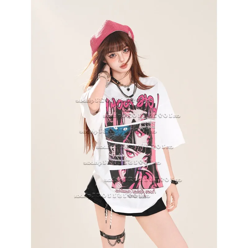 

New 2025 Japanese Street Anime 3D Printing Loose Casual Quick Drying Short Sleeve T-shirt