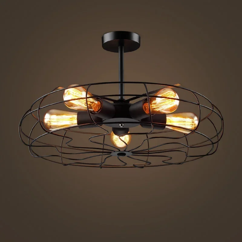 

Warehouse Loft Retro Fan Pendant Lamps of European Industrial Wind Balcony Bedroom Living Room Cafe Pendant Lights