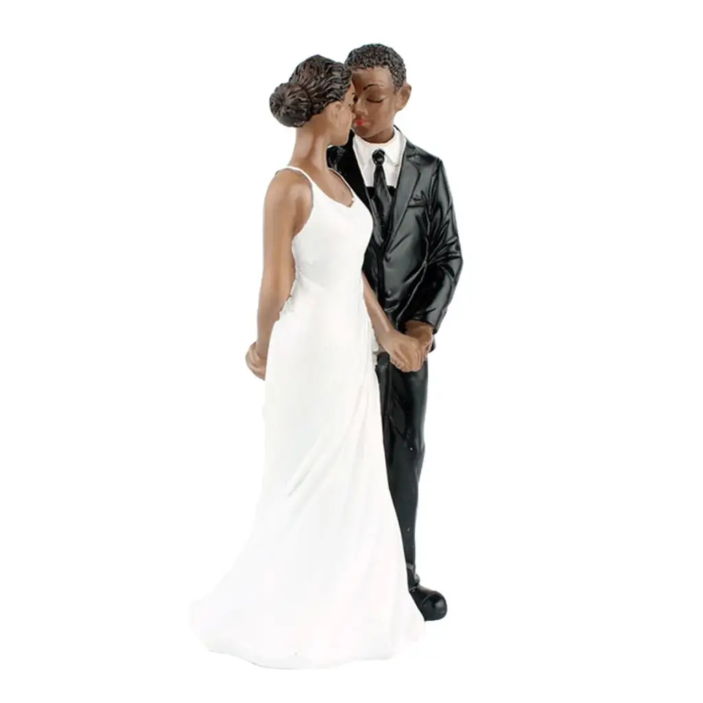 Black Figurine Wedding Couple Cake Topper in High Synthetic Resin