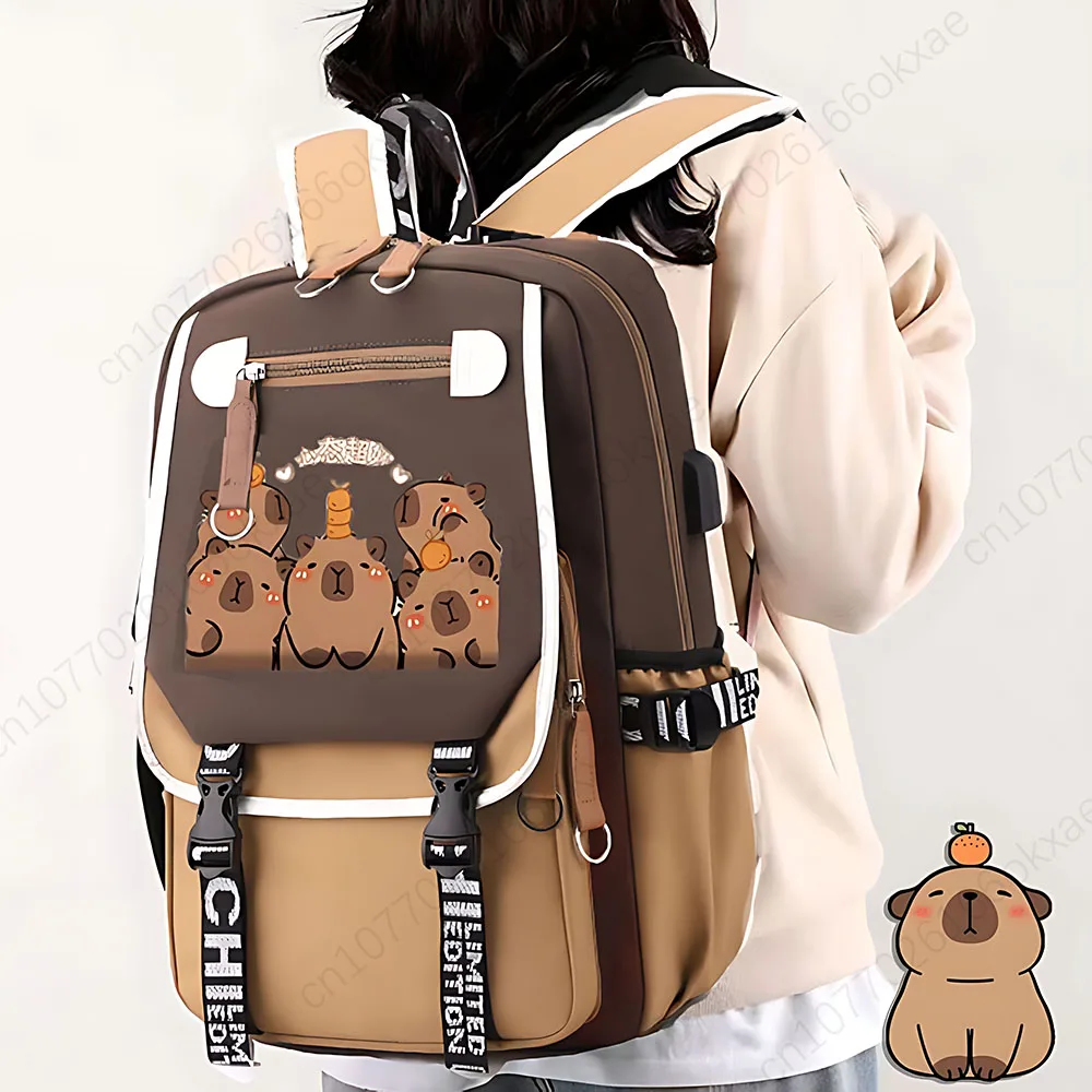 Back To School Explosive Kapybara Backpack Large-capacity Schoolbag for Primary School Students Cartoon Student School Bag