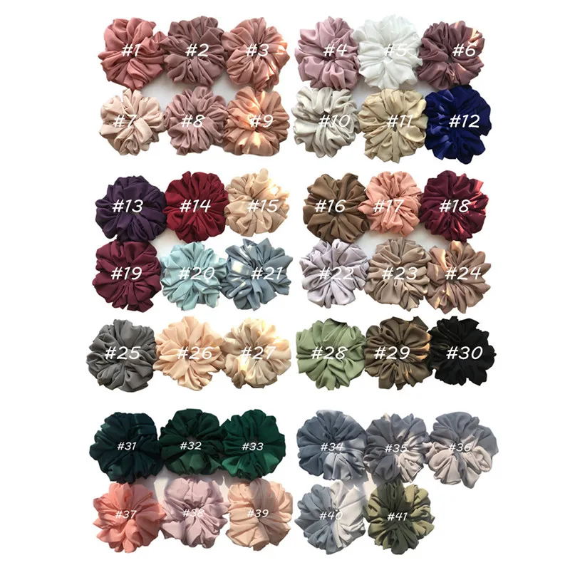 Big Size Chiffon Scrunchies For Muslim Women Custom Elastic Volumizing Oversized Neat stitching Malaysian Bunch Hair Tie