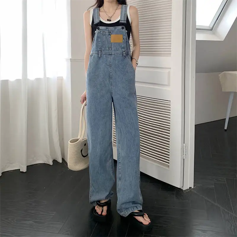 

Jumpsuits Women Outfit Westernstyle Navy Travel Taller Slimmer Graffiti Staple Check Young Connected Folds Working Washable