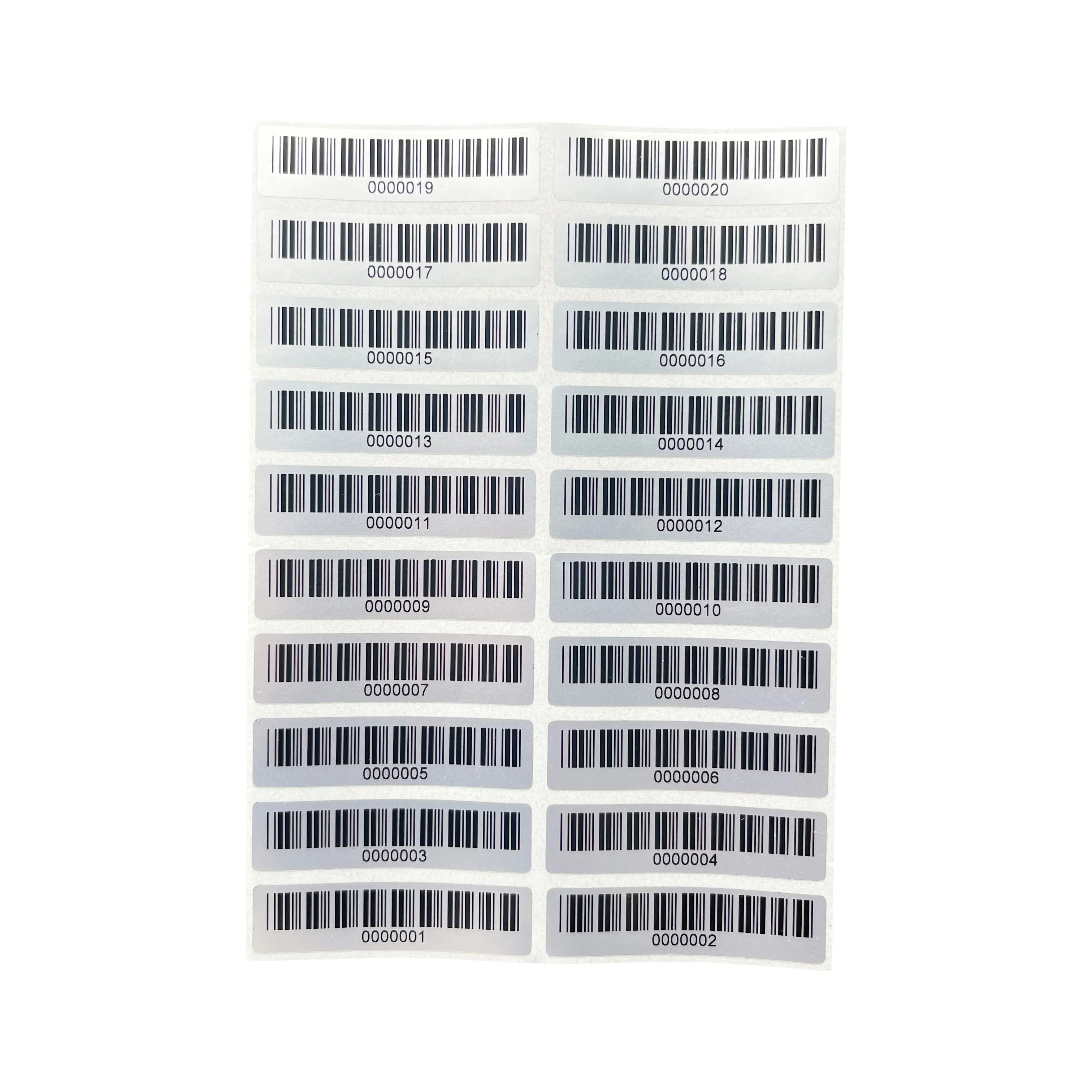 100PCS/Lot Asset label Pre-printed barcode 39 Label Matte Silver PET No duplicate numbering no fading Size 40X10mm 600dpi